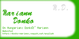 mariann donko business card